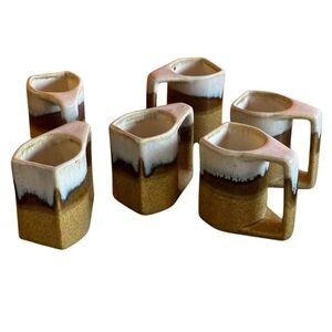 Vintage 1970’s Mod Century Modern Set of 6 Padilla Mugs signed